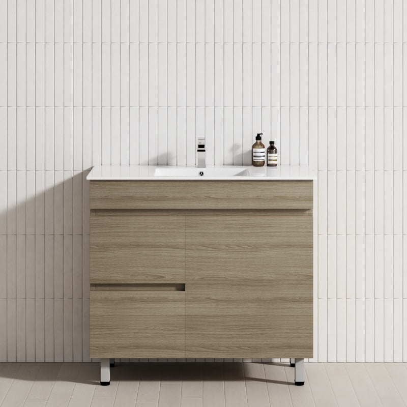 2-Drawer 600/750/900/1200Mm Freestanding Bathroom Vanity With Legs Multi-Colour Cabinet Only