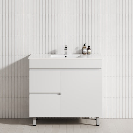 2-Drawer 1-Door 750/900/1200mm Bathroom Freestanding Leg Vanity Single Multi-Colour Cabinet Only