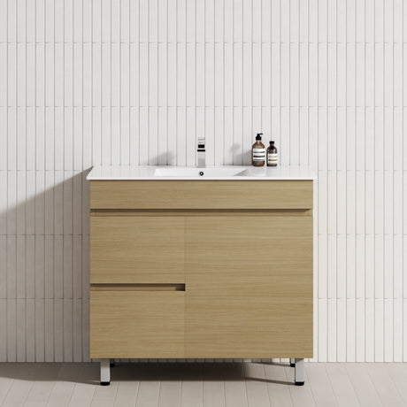 2-Drawer 1-Door 750/900/1200mm Bathroom Freestanding Leg Vanity Single Multi-Colour Cabinet Only