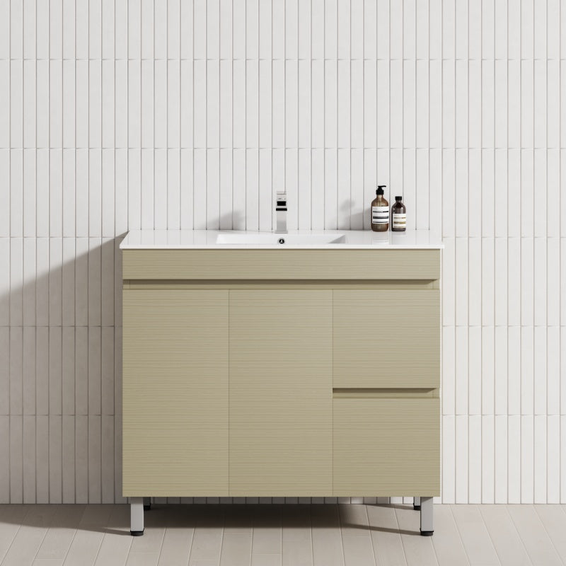 900/1200Mm 2-Drawer 2-Door Bathroom Freestanding Leg Vanity Single Multi-Colour Cabinet Only