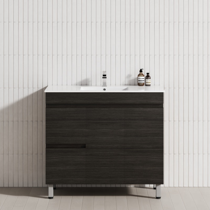 900/1200Mm 2-Drawer 2-Door Bathroom Freestanding Leg Vanity Single Multi-Colour Cabinet Only