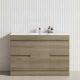 1-Door 4-Drawer 1200mm Freestanding Bathroom Vanity Kickboard Single Multi-Colour Cabinet Only