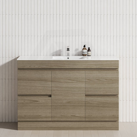 1-Door 4-Drawer 1200mm Freestanding Bathroom Vanity Kickboard Single Multi-Colour Cabinet Only