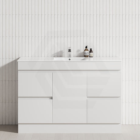 1-Door 4-Drawer 1200mm Freestanding Bathroom Vanity Kickboard Single Multi-Colour Cabinet Only