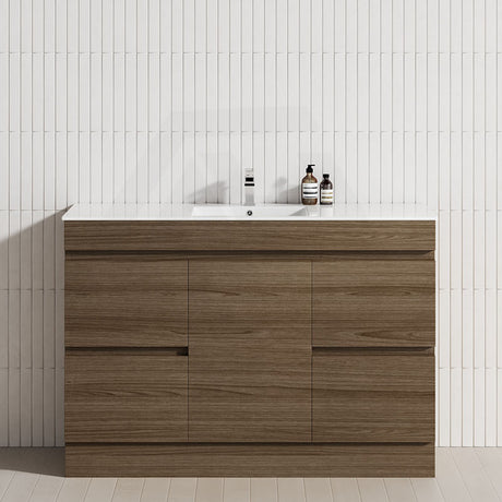 1-Door 4-Drawer 1200mm Freestanding Bathroom Vanity Kickboard Single Multi-Colour Cabinet Only