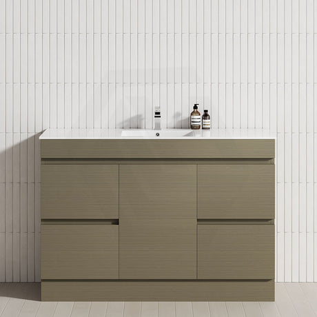 1-Door 4-Drawer 1200mm Freestanding Bathroom Vanity Kickboard Single Multi-Colour Cabinet Only