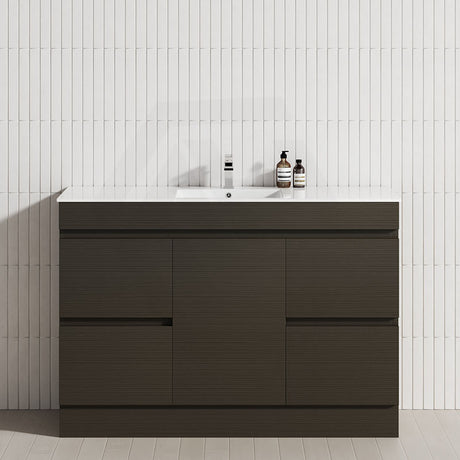 1-Door 4-Drawer 1200mm Freestanding Bathroom Vanity Kickboard Single Multi-Colour Cabinet Only