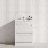 2-Drawer 600/750/900/1200mm Freestanding Bathroom Vanity Kickboard Single Multi-Colour Cabinet Only