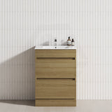 2-Drawer 600/750/900/1200mm Freestanding Bathroom Vanity Kickboard Single Multi-Colour Cabinet Only