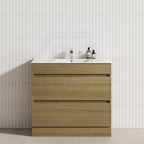 2-Drawer 600/750/900/1200mm Freestanding Bathroom Vanity Kickboard Single Multi-Colour Cabinet Only