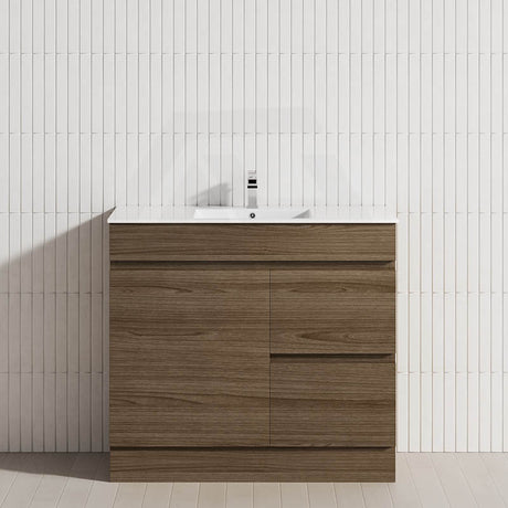 2-Drawer 1-Door 750/900/1200mm Freestanding Bathroom Vanity Kickboard Single Multi-Colour Cabinet Only