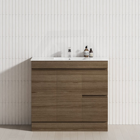 2-Drawer 2-Door Narrow 900mm Freestanding Bathroom Vanity Kickboard Multi-Colour Cabinet Only