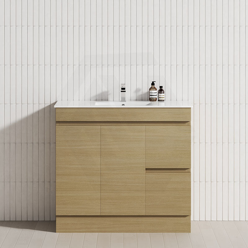2-Drawer 2-Door Narrow 900mm Freestanding Bathroom Vanity Kickboard Multi-Colour Cabinet Only