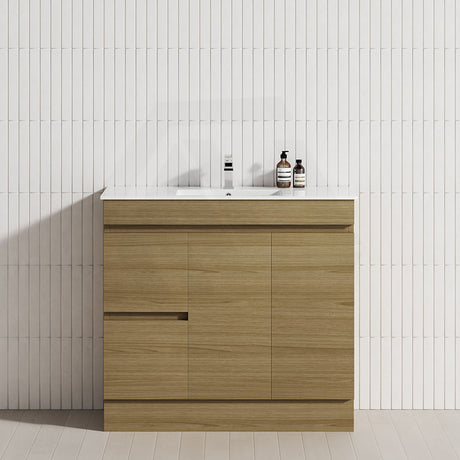 2-Drawer 2-Door Narrow 900mm Freestanding Bathroom Vanity Kickboard Multi-Colour Cabinet Only