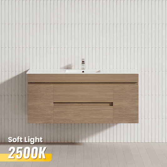 2 Doors 2 Middle Drawers 1200/1500/1800mm Wall Hung Bathroom Floating Vanity Multi-Colour Cabinet Only