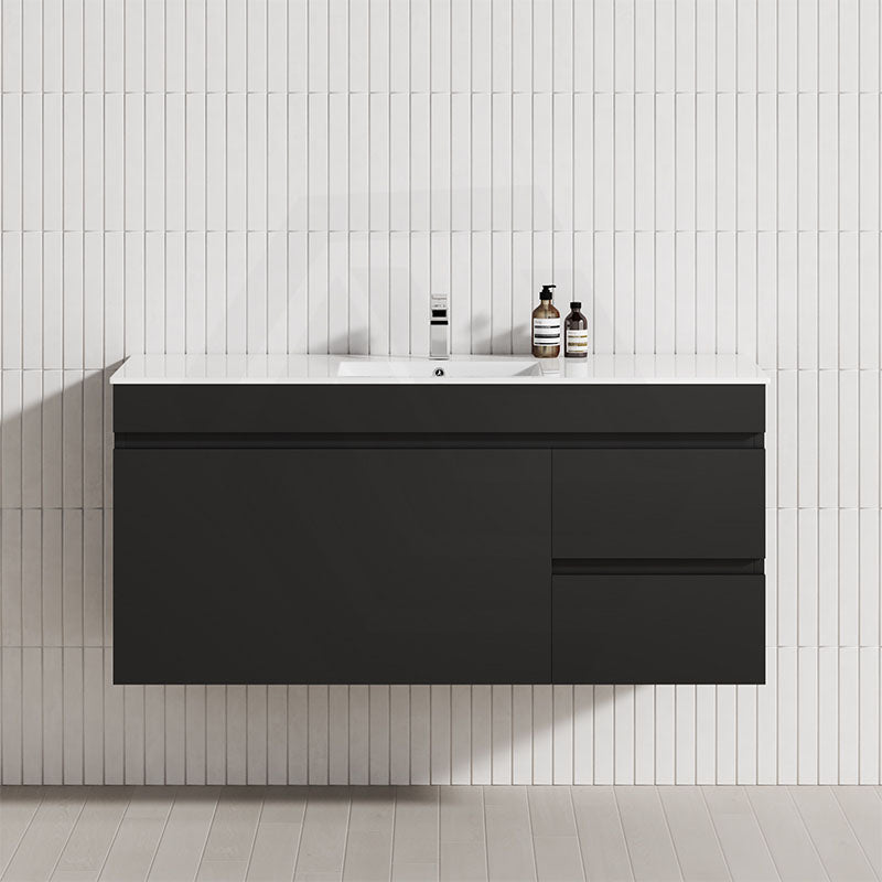 MCH 1200mm Matt Black Wall Hung Vanity with Right Side Drawers