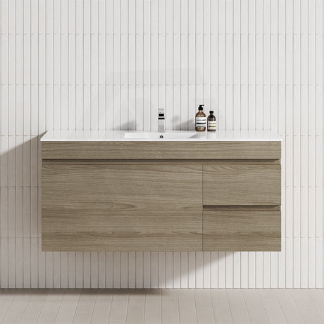 2-Drawer, 1-Door 750/900/1200mm Wall Hung Bathroom Floating Vanity Single Bowl Multi-Colour Cabinet Only