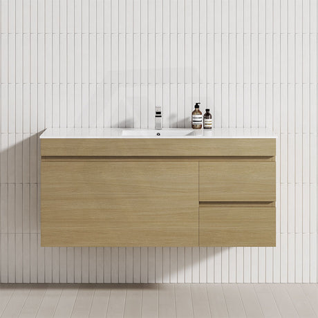 2-Drawer, 1-Door 750/900/1200mm Wall Hung Bathroom Floating Vanity Single Bowl Multi-Colour Cabinet Only