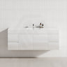 4-Drawer 2-Door 1500mm Wall Hung Bathroom Floating Vanity in Gloss White