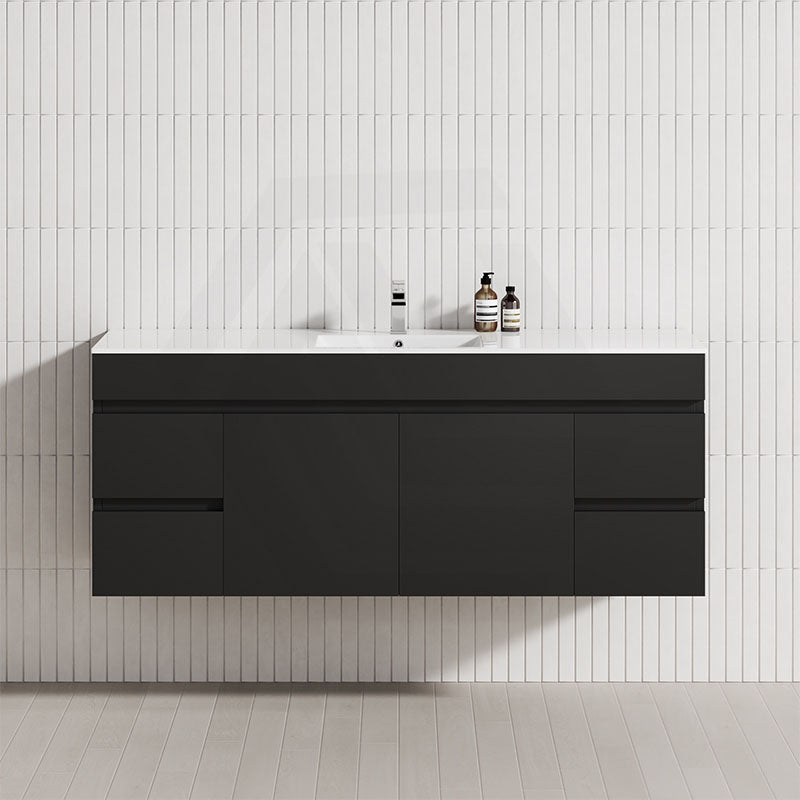 Matt Black 4-drawer, 2-door 1500mm wall-hung floating vanity