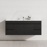 Matt Black 4-drawer, 2-door 1500mm wall-hung floating vanity