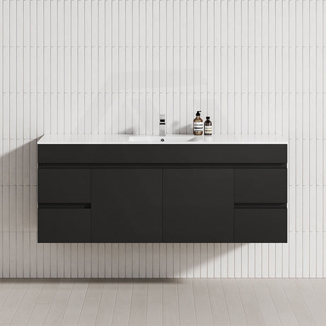 4-Drawer 2-Door 1200/1500/1800mm Wall Hung Bathroom Floating Vanity Multi-Colour Cabinet Only