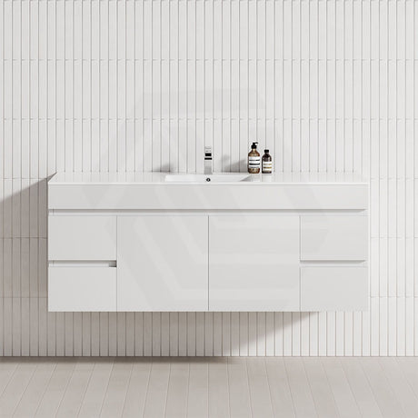 4-Drawer 2-Door 1200/1500/1800mm Wall Hung Bathroom Floating Vanity Multi-Colour Cabinet Only