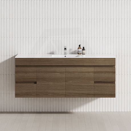 4-Drawer 2-Door 1200/1500/1800mm Wall Hung Bathroom Floating Vanity Multi-Colour Cabinet Only