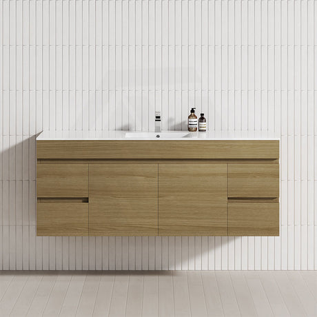 4-Drawer 2-Door 1200/1500/1800mm Wall Hung Bathroom Floating Vanity Multi-Colour Cabinet Only