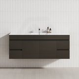 1500mm wall-hung bathroom vanity in Truffle Lini, equipped with 4 drawers and 2 doors