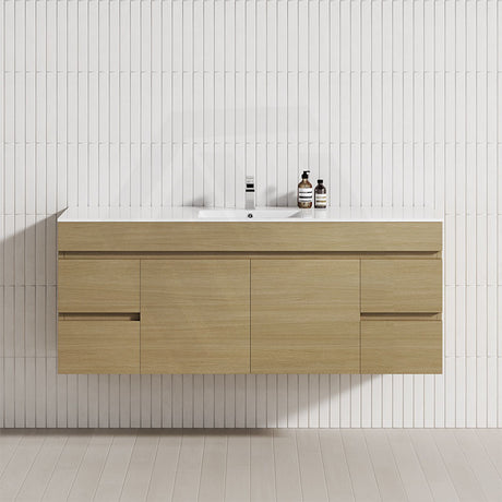 4-Drawer 2-Door 1200/1500/1800mm Wall Hung Bathroom Floating Vanity Multi-Colour Cabinet Only