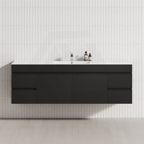 4-Drawer 2-Door 1200/1500/1800mm Wall Hung Bathroom Floating Vanity Multi-Colour Cabinet Only