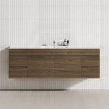 1800mm floating vanity in Notaio Walnut, complete with four drawers and two doors