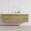 Modern bathroom featuring a 1800mm floating vanity in Tuross Oak against a clean white wall