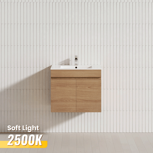 2-Door 600/750/900mm Wall Hung Bathroom Floating Vanity Single Bowl Multi-Colour Cabinet Only