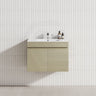 A modern bathroom featuring a wall-hung Gesso Lini 2-door floating vanity cabinet