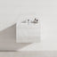 Gloss White 2-door, 600mm wall-hung floating vanity with a single bowl