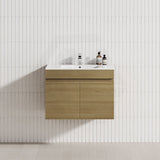 2-Door 750mm Wall Hung Bathroom Floating Vanity Prime Oak