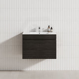 Stylish 750mm wall-hung vanity in Shannon Oak, featuring 2 cabinet doors