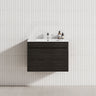 Stylish 750mm wall-hung vanity in Shannon Oak, featuring 2 cabinet doors