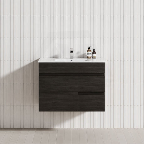 2-Drawer, 1-Door 750/900/1200mm Wall Hung Bathroom Floating Vanity Single Bowl Multi-Colour Cabinet Only