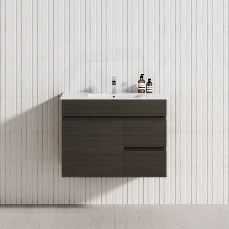 2-Drawer, 1-Door 750/900/1200mm Wall Hung Bathroom Floating Vanity Single Bowl Multi-Colour Cabinet Only