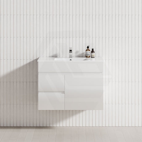 2-Drawer, 1-Door 750/900/1200mm Wall Hung Bathroom Floating Vanity Single Bowl Multi-Colour Cabinet Only