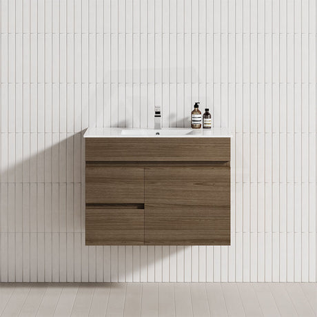 2-Drawer, 1-Door 750/900/1200mm Wall Hung Bathroom Floating Vanity Single Bowl Multi-Colour Cabinet Only