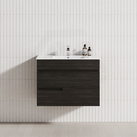 2-Drawer, 1-Door 750/900/1200mm Wall Hung Bathroom Floating Vanity Single Bowl Multi-Colour Cabinet Only