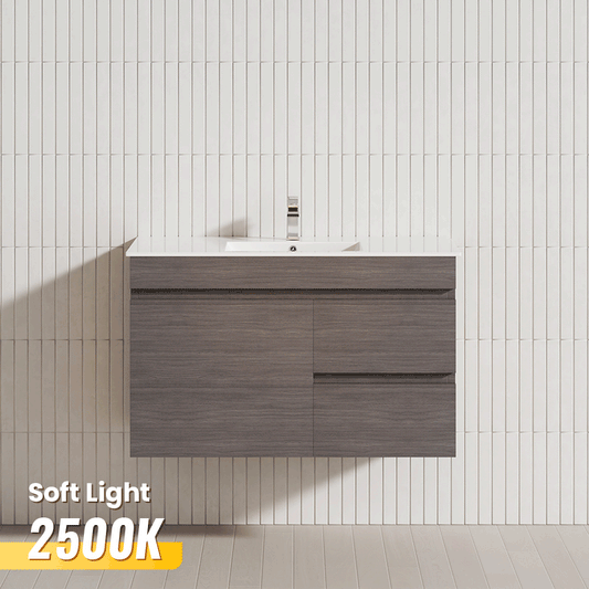 2-Drawer, 1-Door 750/900/1200mm Wall Hung Bathroom Floating Vanity Single Bowl Multi-Colour Cabinet Only