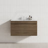 Notaio Walnut 900mm 2-door wall-hung floating vanity with single bowl