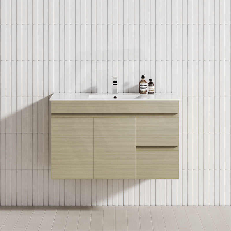 MCH 900mm Gesso Lini Wall Hung Vanity with Right Side Drawers