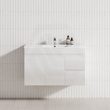MCH 900mm Gloss White Wall Hung Vanity with Right Side Drawers