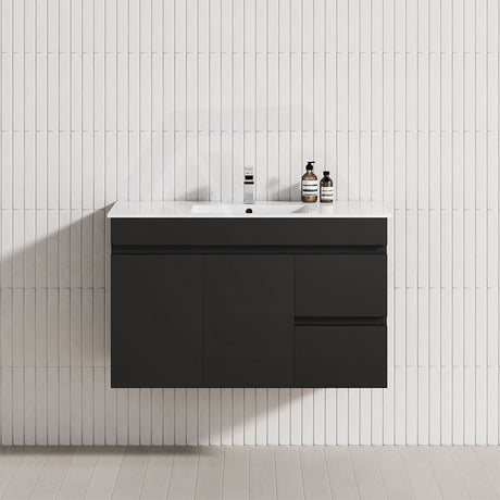2-Drawer, 1-Door 750/900/1200mm Wall Hung Bathroom Floating Vanity Single Bowl Multi-Colour Cabinet Only
